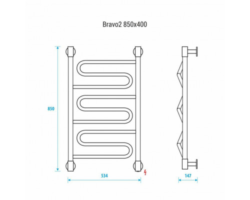 Полотенцесушитель электрический Energy Bravo2 850x500 мм EETRBRAVO2855000000